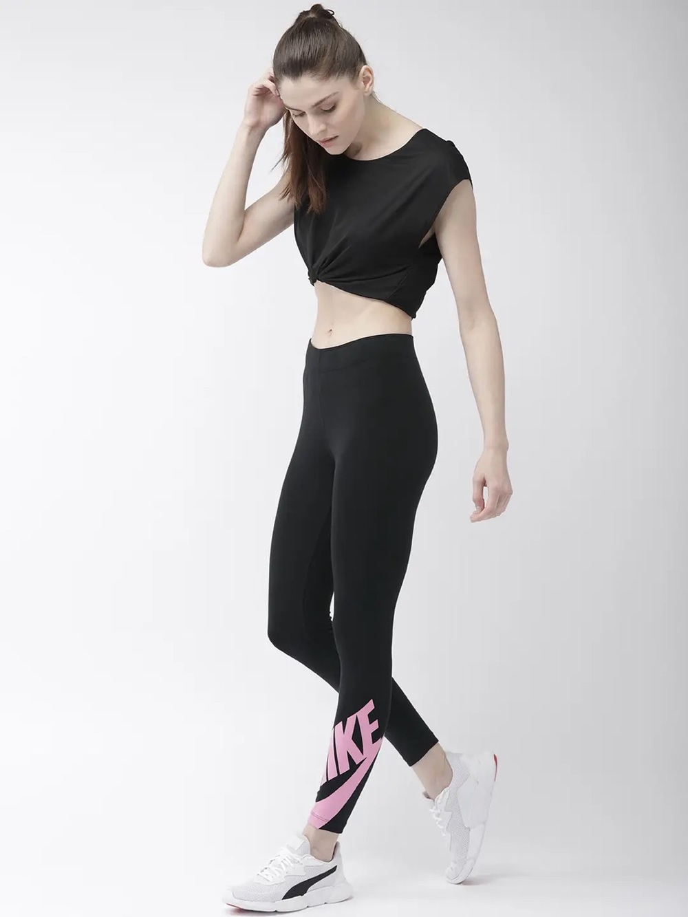 🏃‍♀️Nike Womens Sportswear Futra Leg-A-See Leggings Swoosh Logo Black Size Small